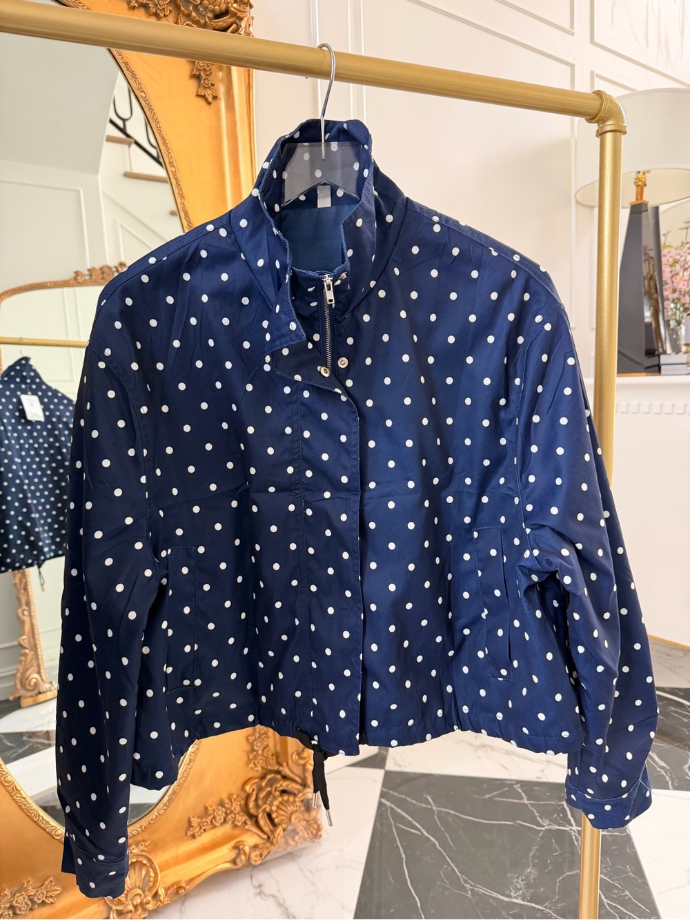 Women’s Navy Polka Dot Lightweight Jacket